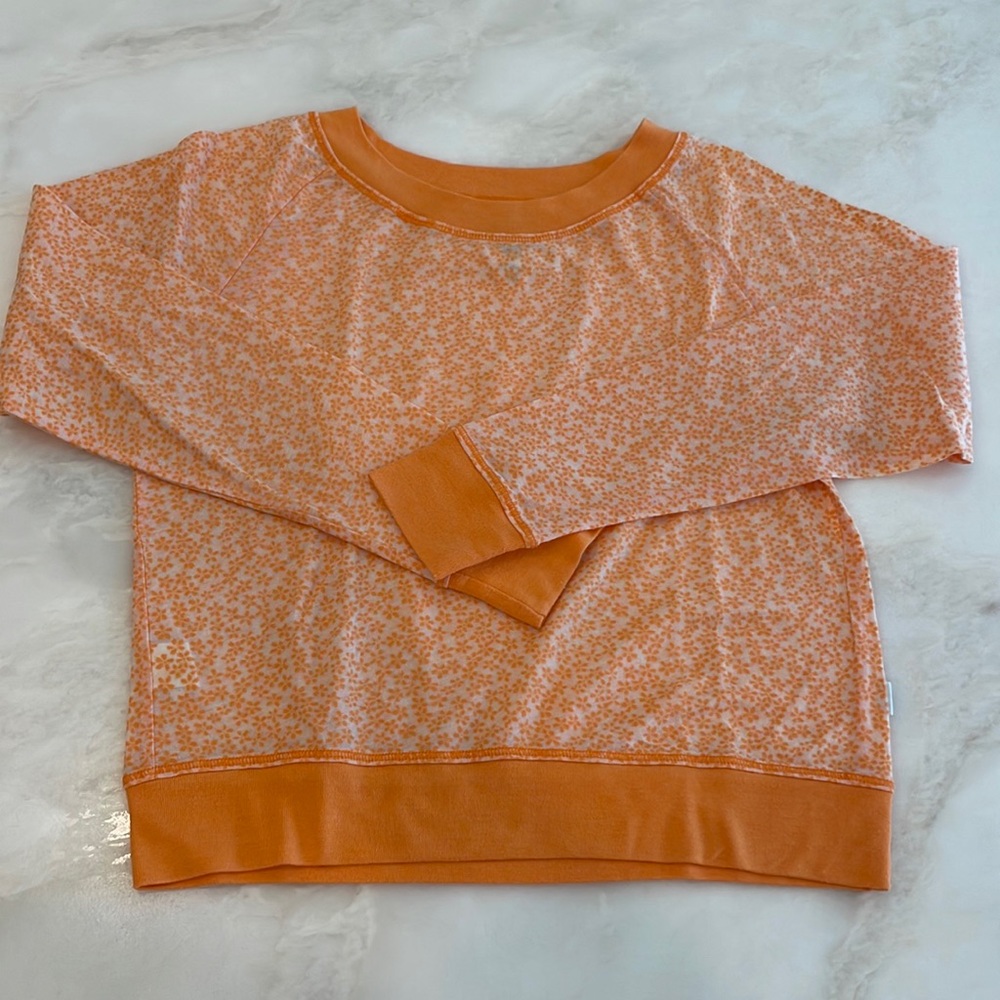 NWOT T2 Love Girls Orange Floral Lightweight Long Sleeve Top-Size 12